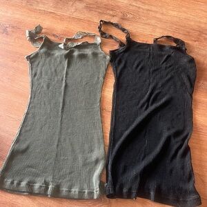 Ribbed Tank in Olive and Black